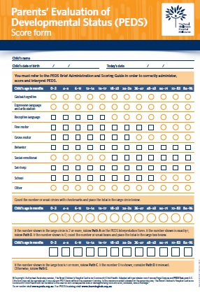 Peds score form