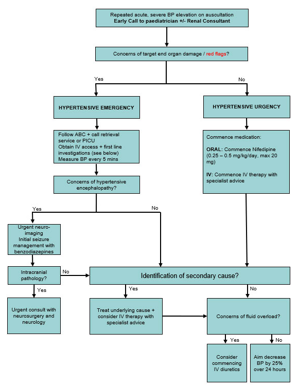 Emergency management of severe hypertension diagram