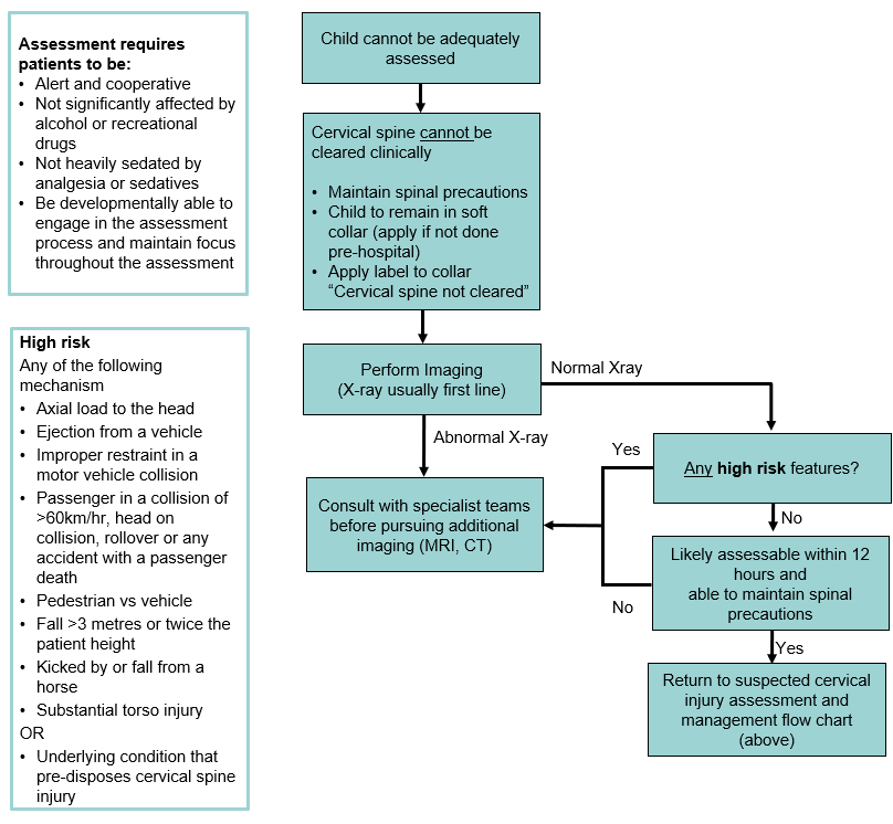 Suspected cervical spine injury management in children who cannot be adequately assessed