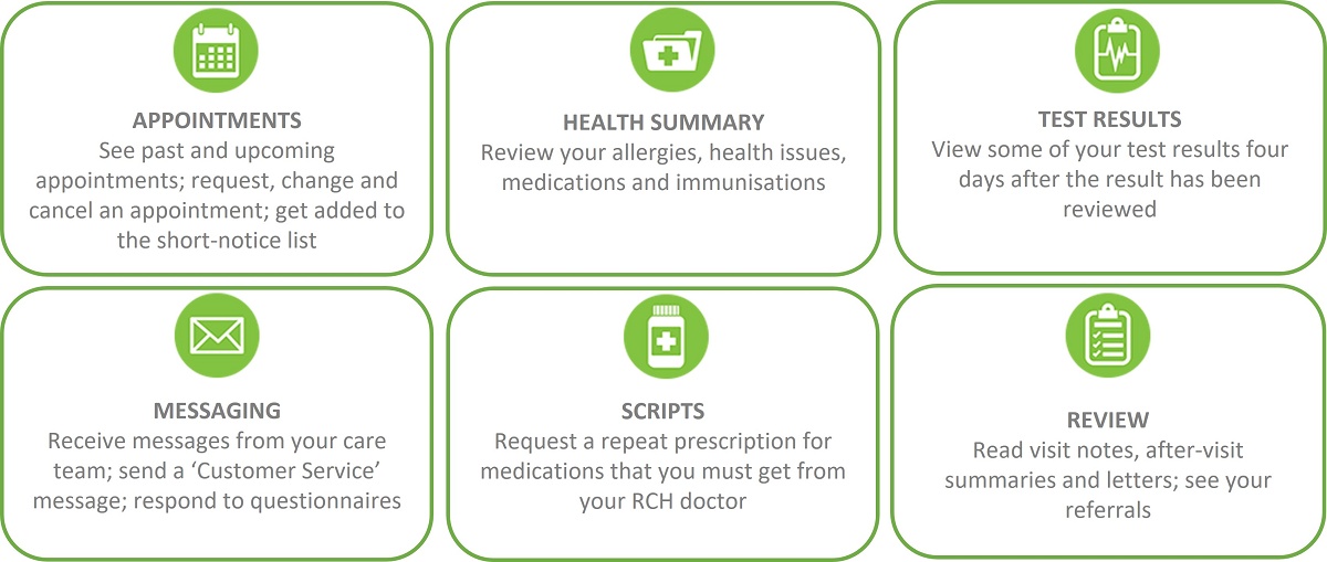 My RCH Portal Features