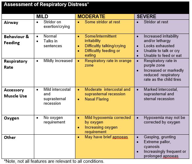 Pediatric Respiratory Rate Chart