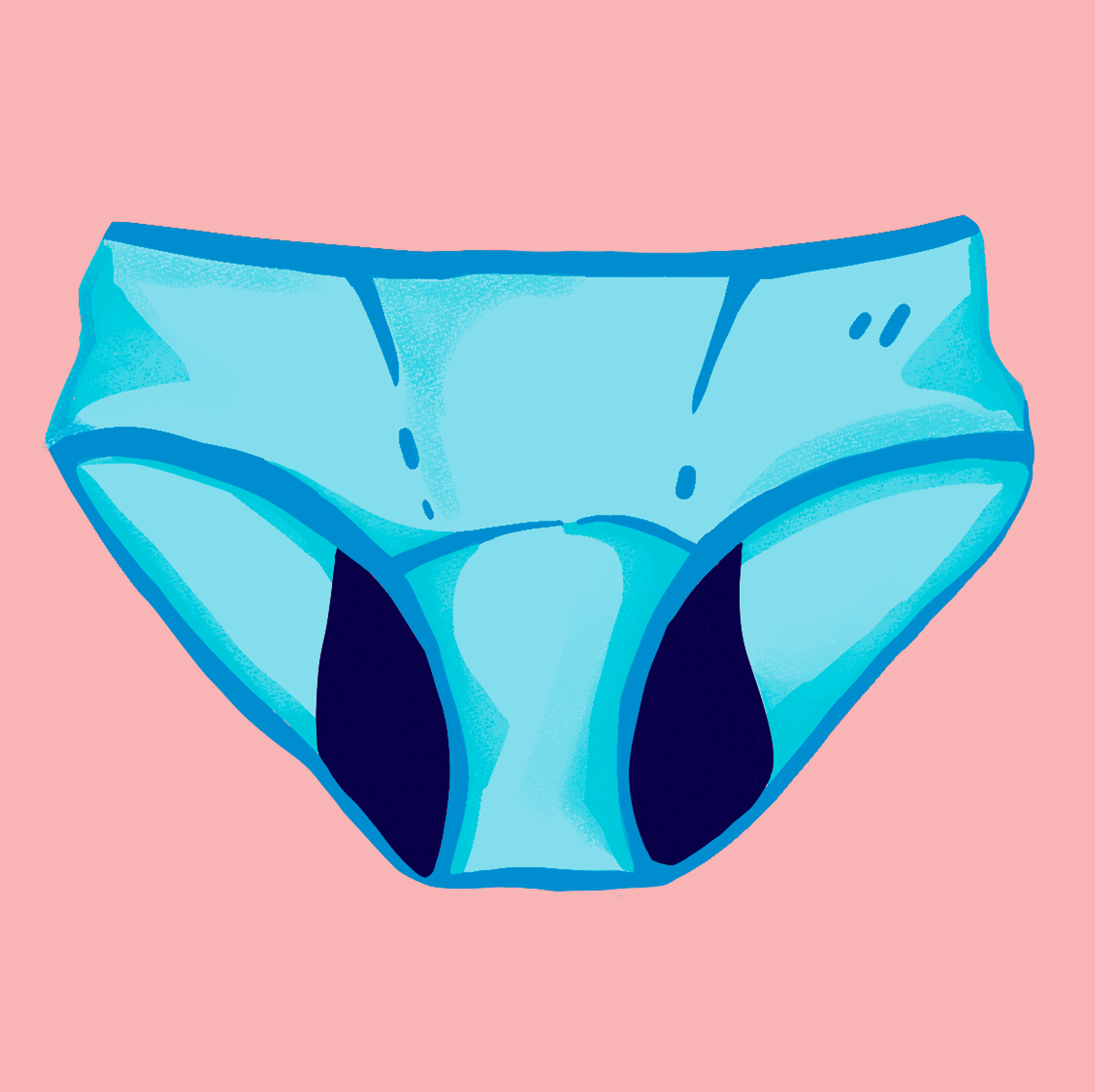 Illustration of blue period underwear