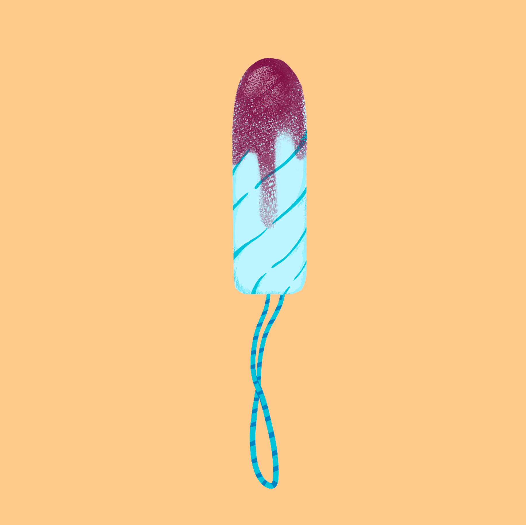 Illustration of a tampon with period blood on it
