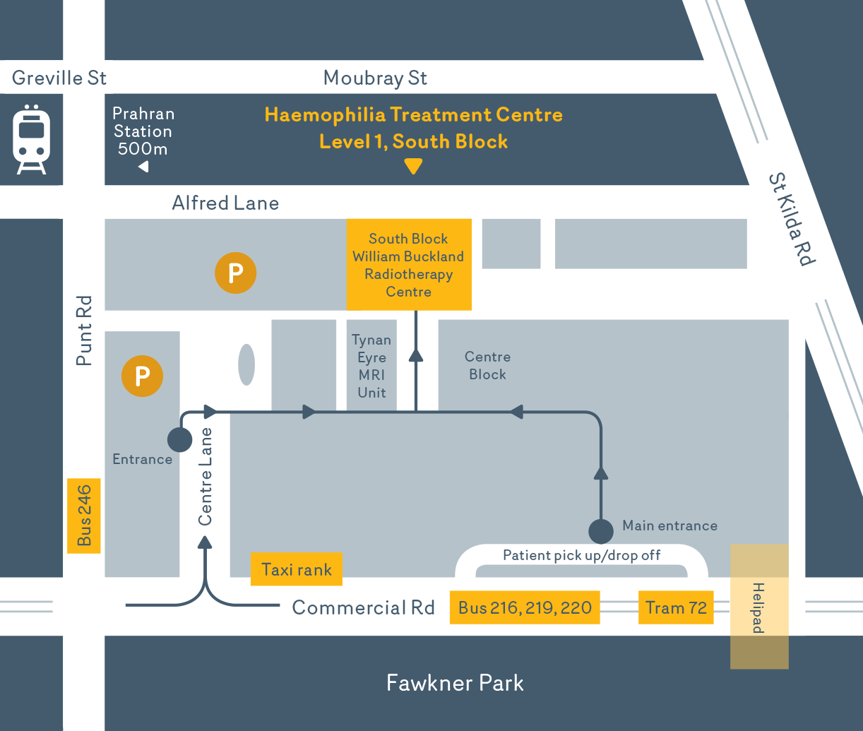 Alfred Hospital map